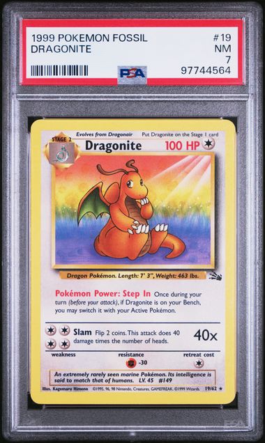 1999 POKEMON FOSSIL #19 DRAGONITE
